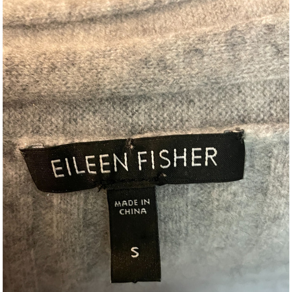 Women's Small Eileen Fisher 100% Cashmere Gray Ribbed Open Knit Cardigan - Picture 8 of 10